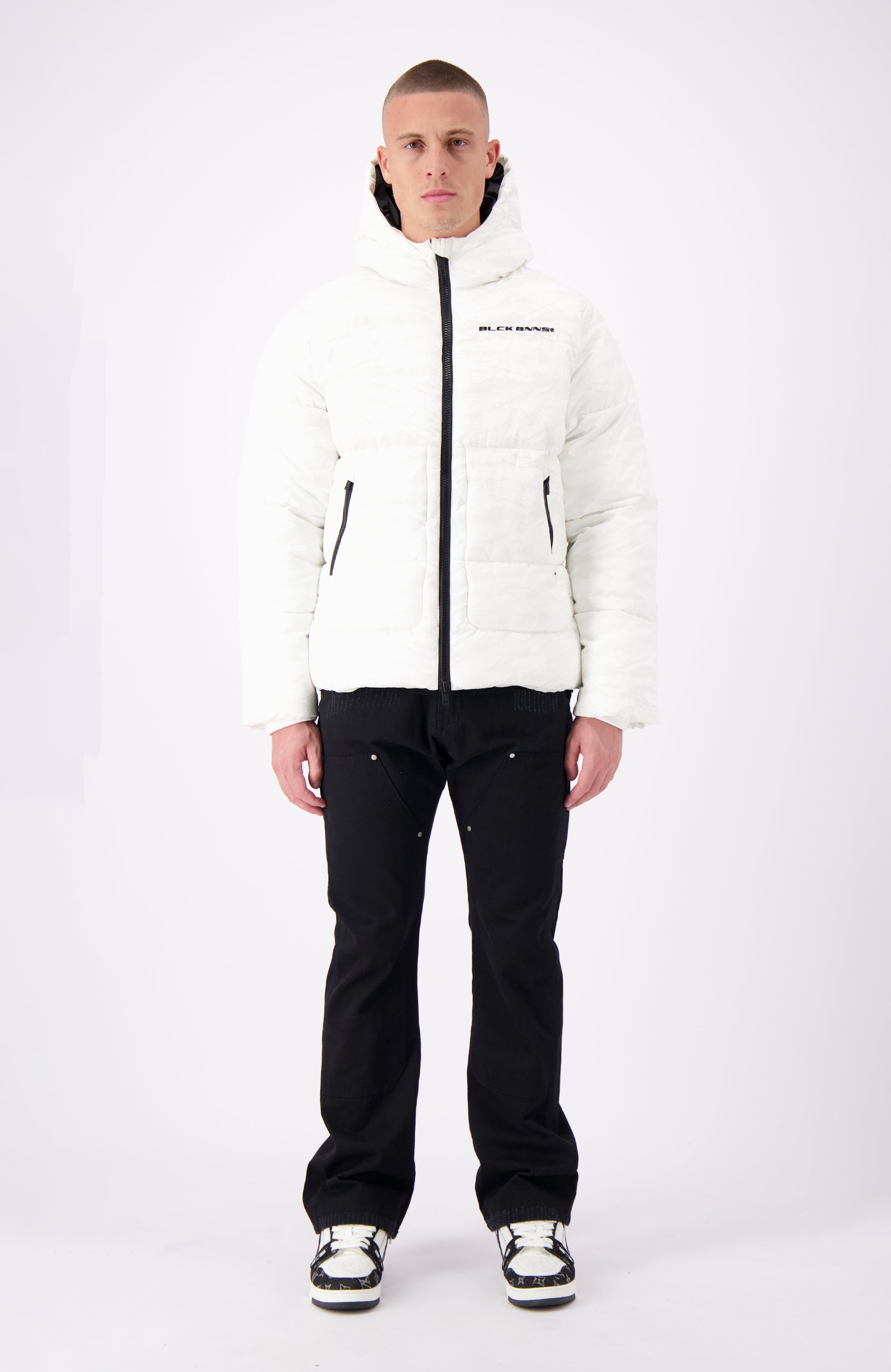 BLOCK FREEZE PUFFER JACKET | Weiß