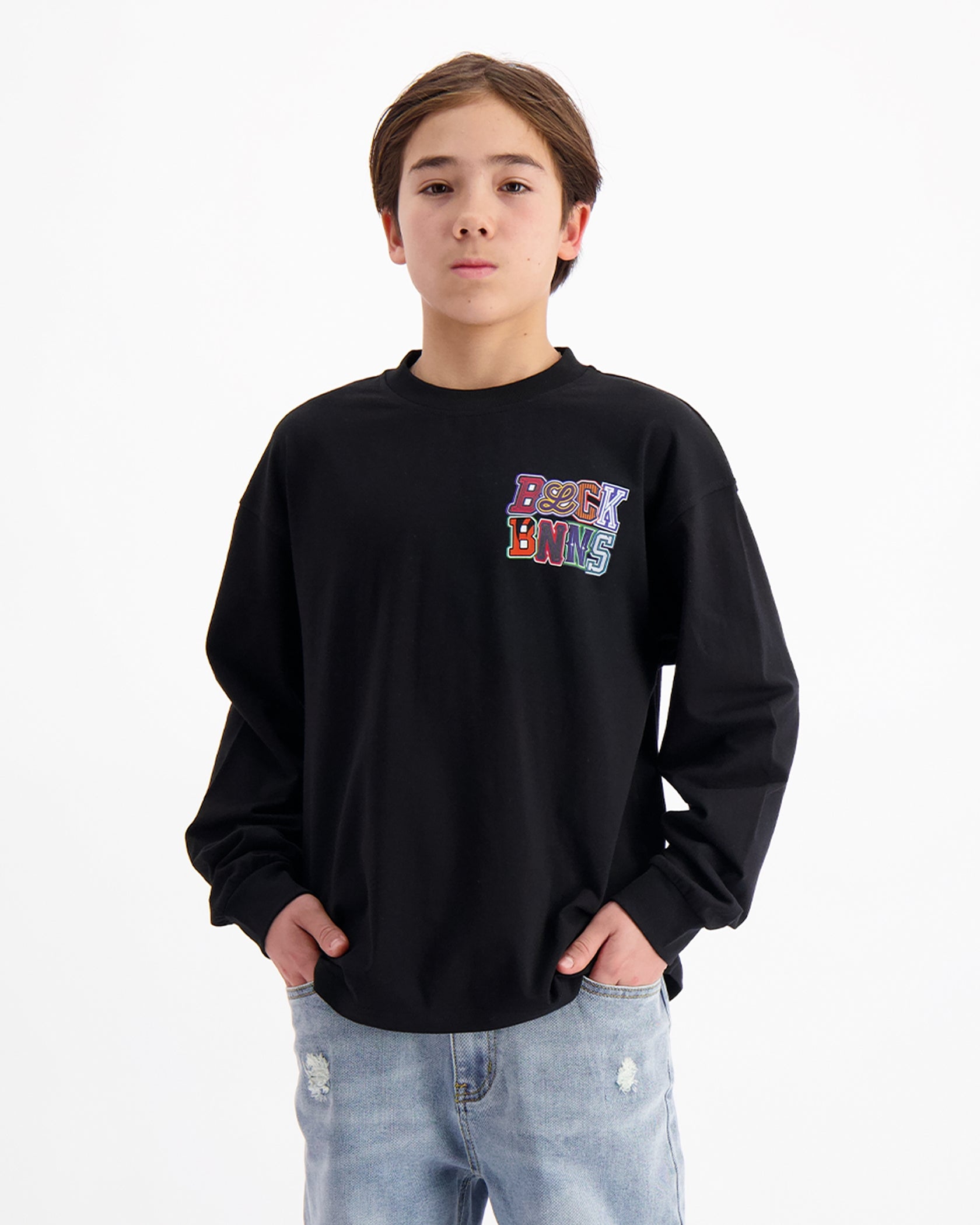 KIDS DRIBBLE LONGSLEEVE T-SHIRT | Schwarz