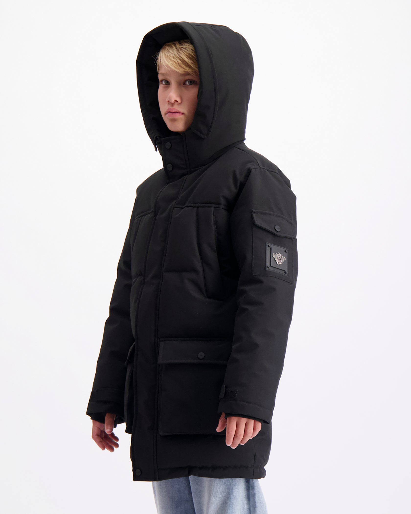 KIDS PLATE PARKA JACKET | Schwarz