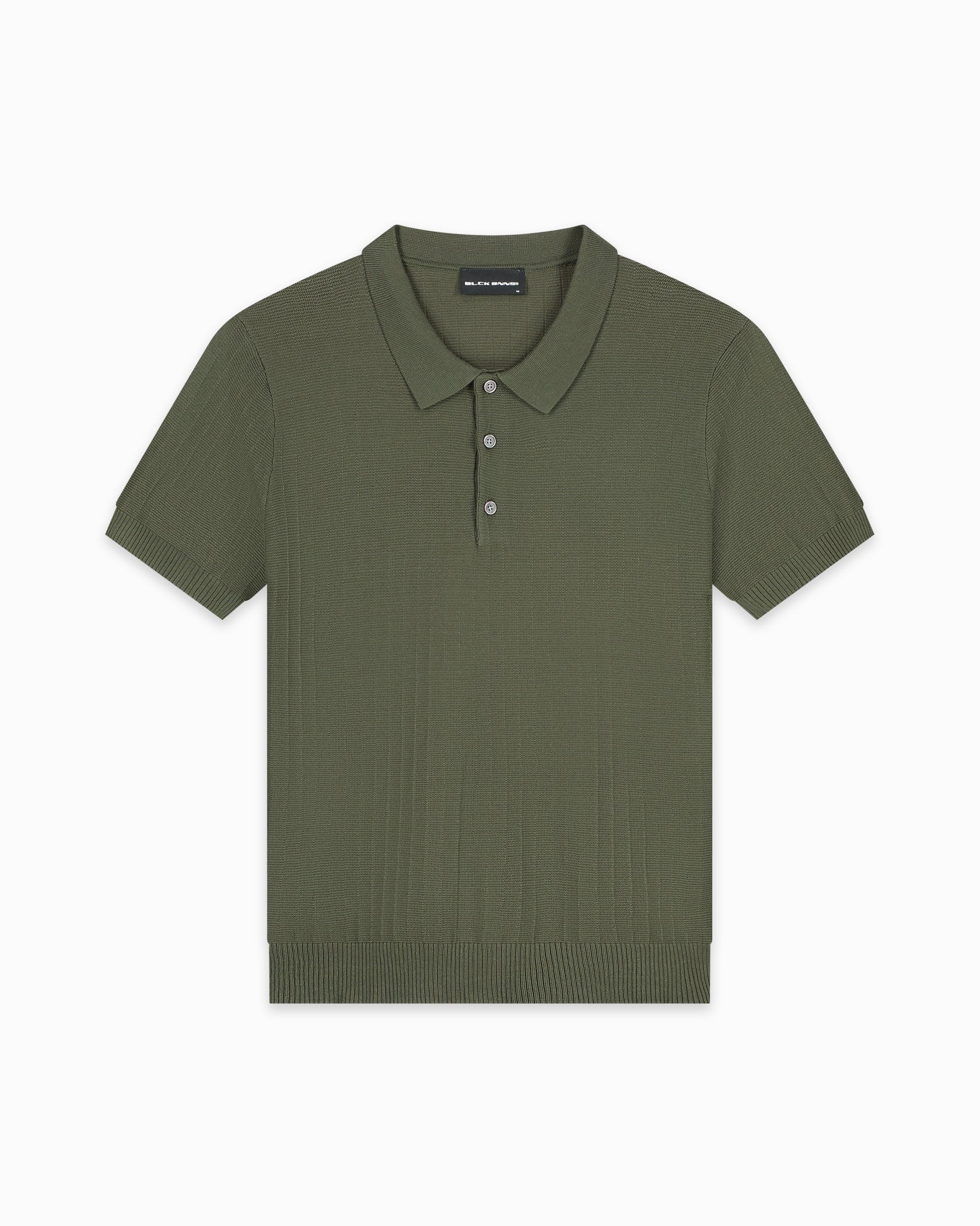 RIBBED KNIT POLO | Grün