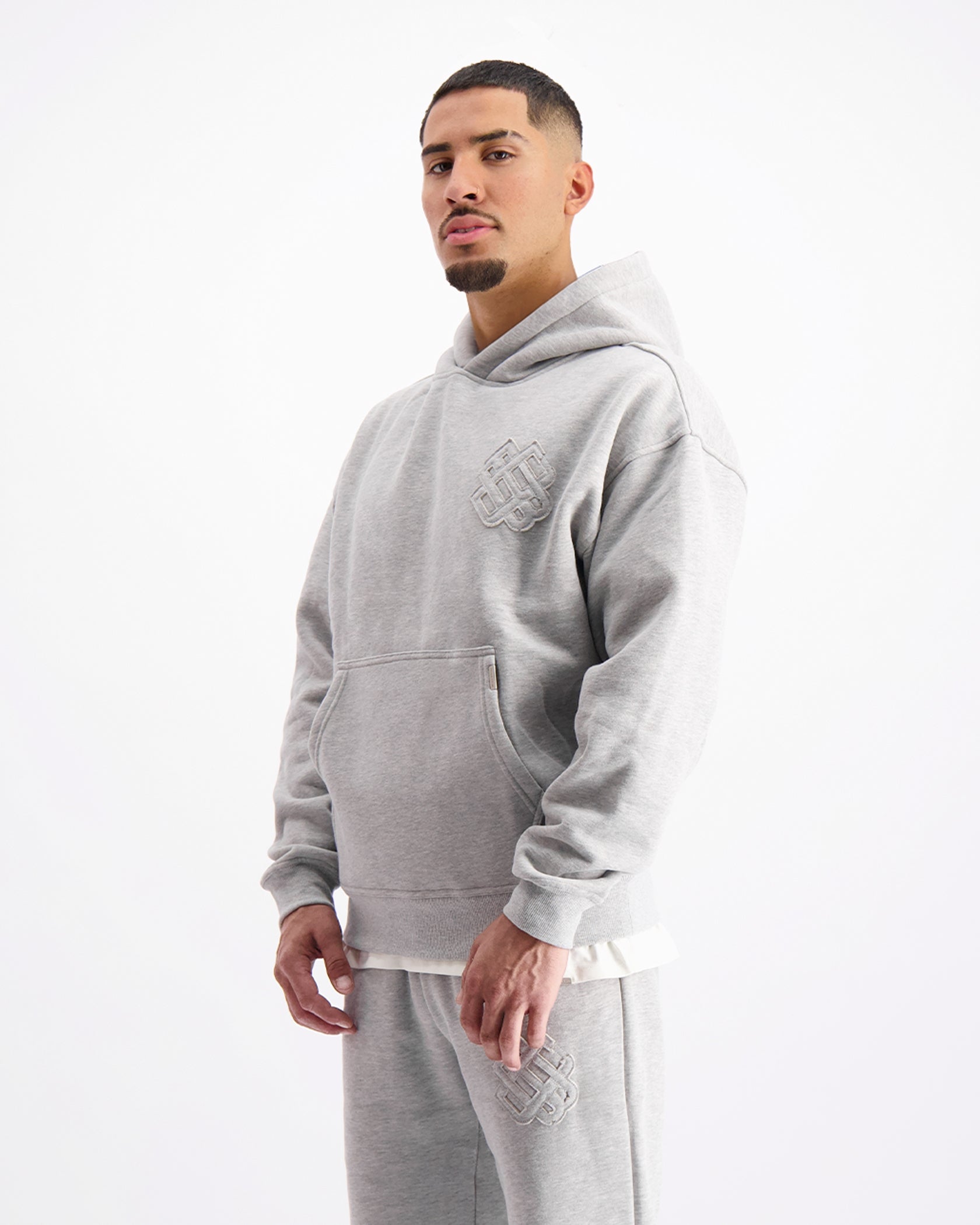 RIPPED MONOGRAM HOODIE | Grau