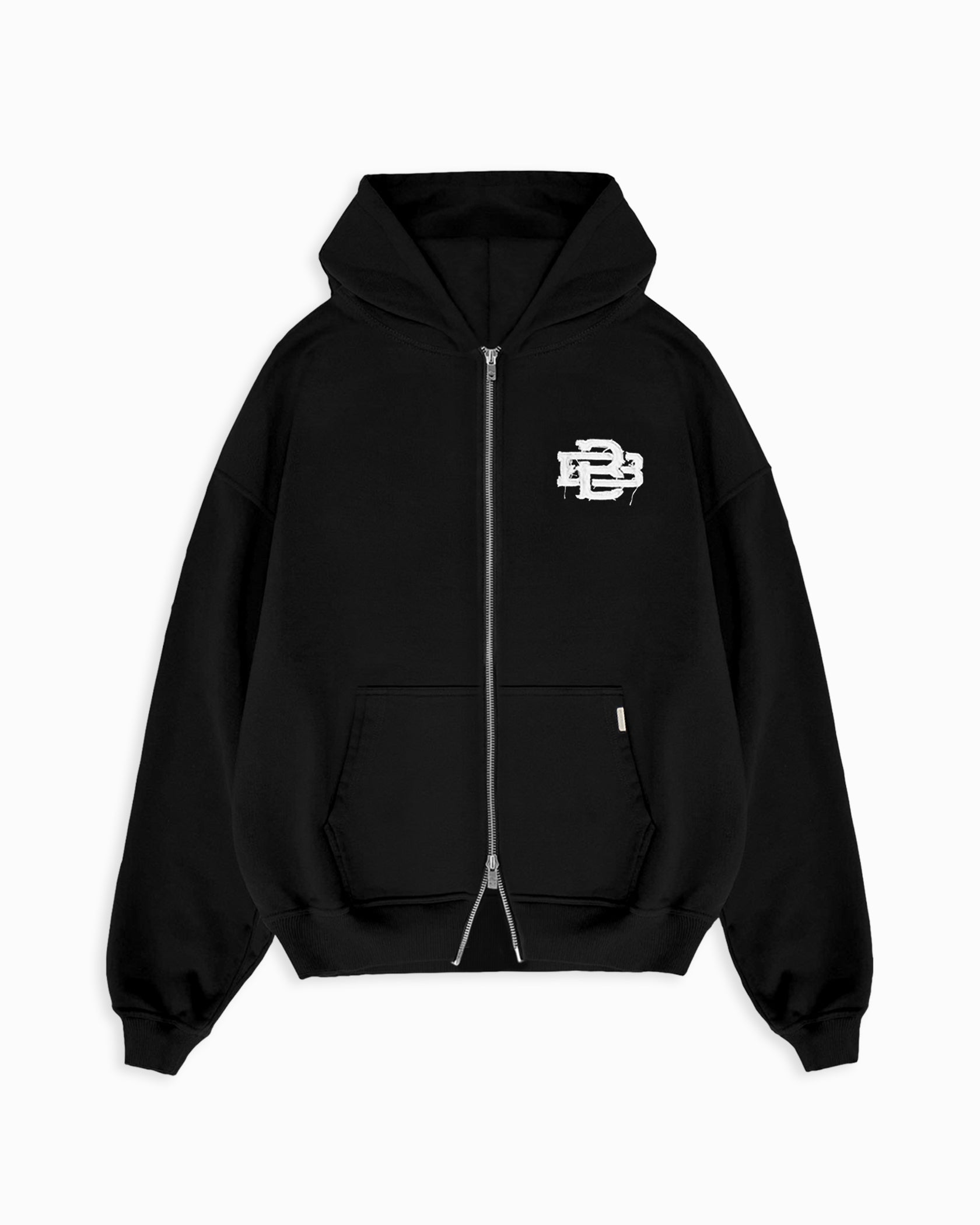 RIPPED ZIP HOODIE | Schwarz