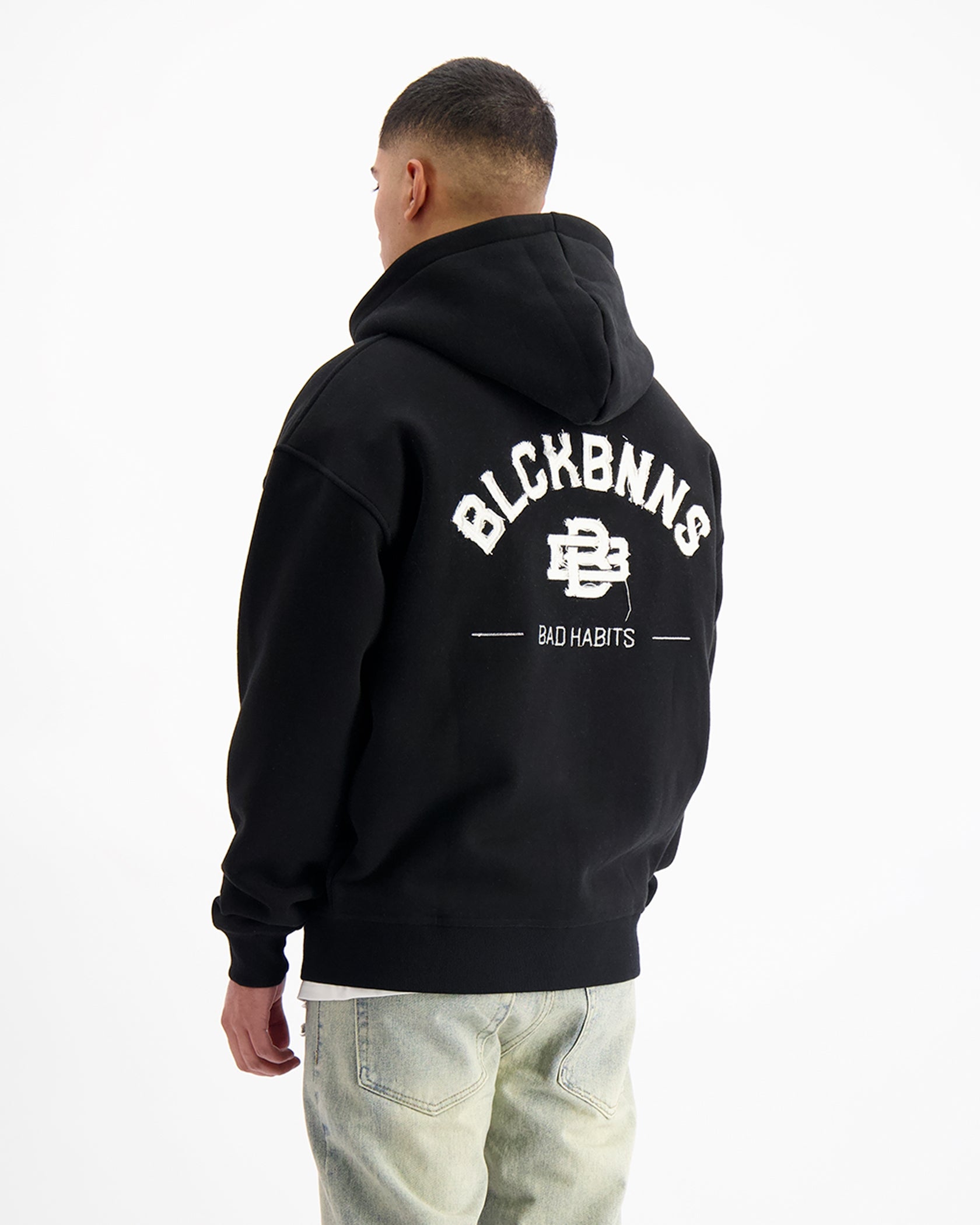 RIPPED ZIP HOODIE | Schwarz