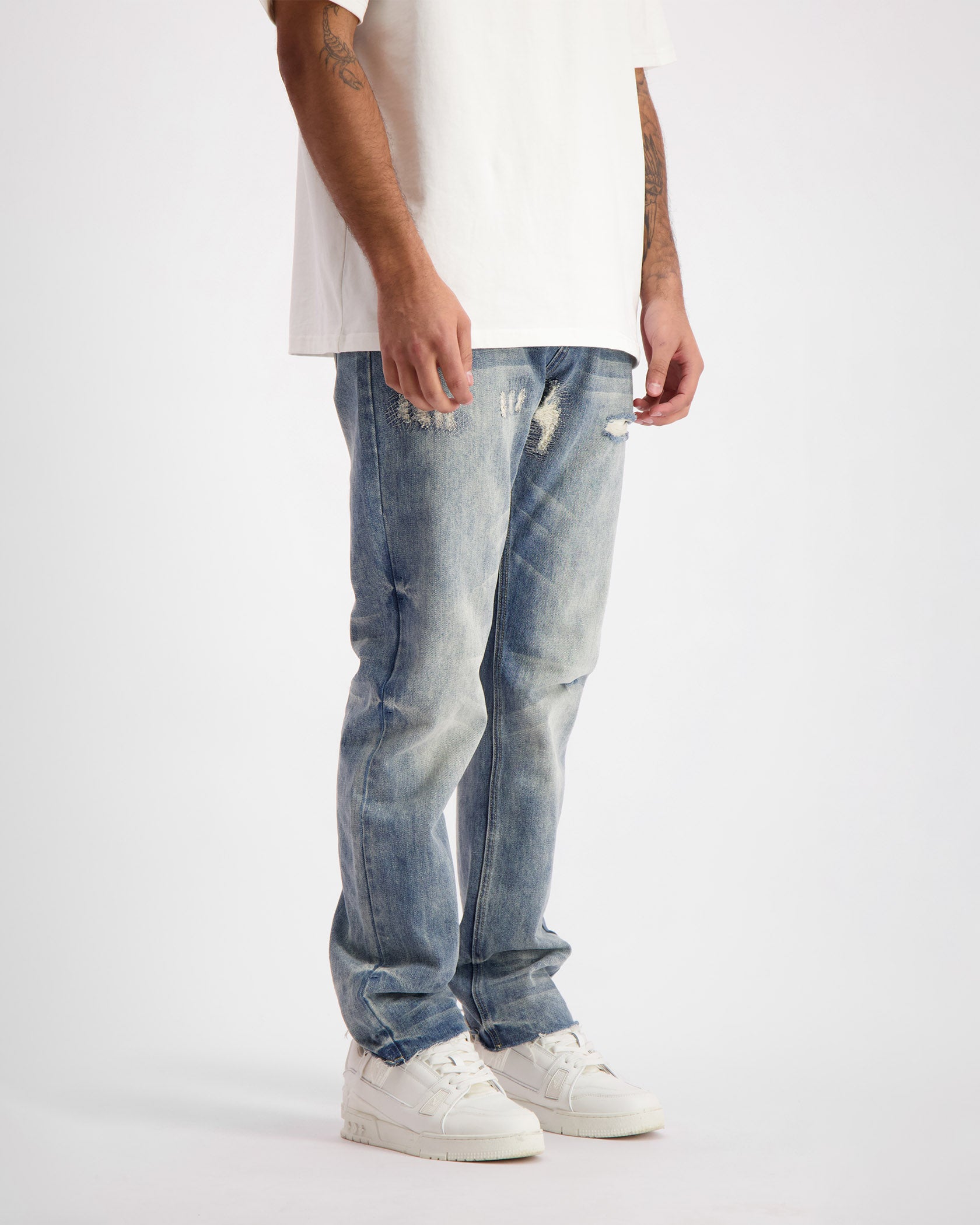 STRAIGHT STITCHED DENIM | Blau