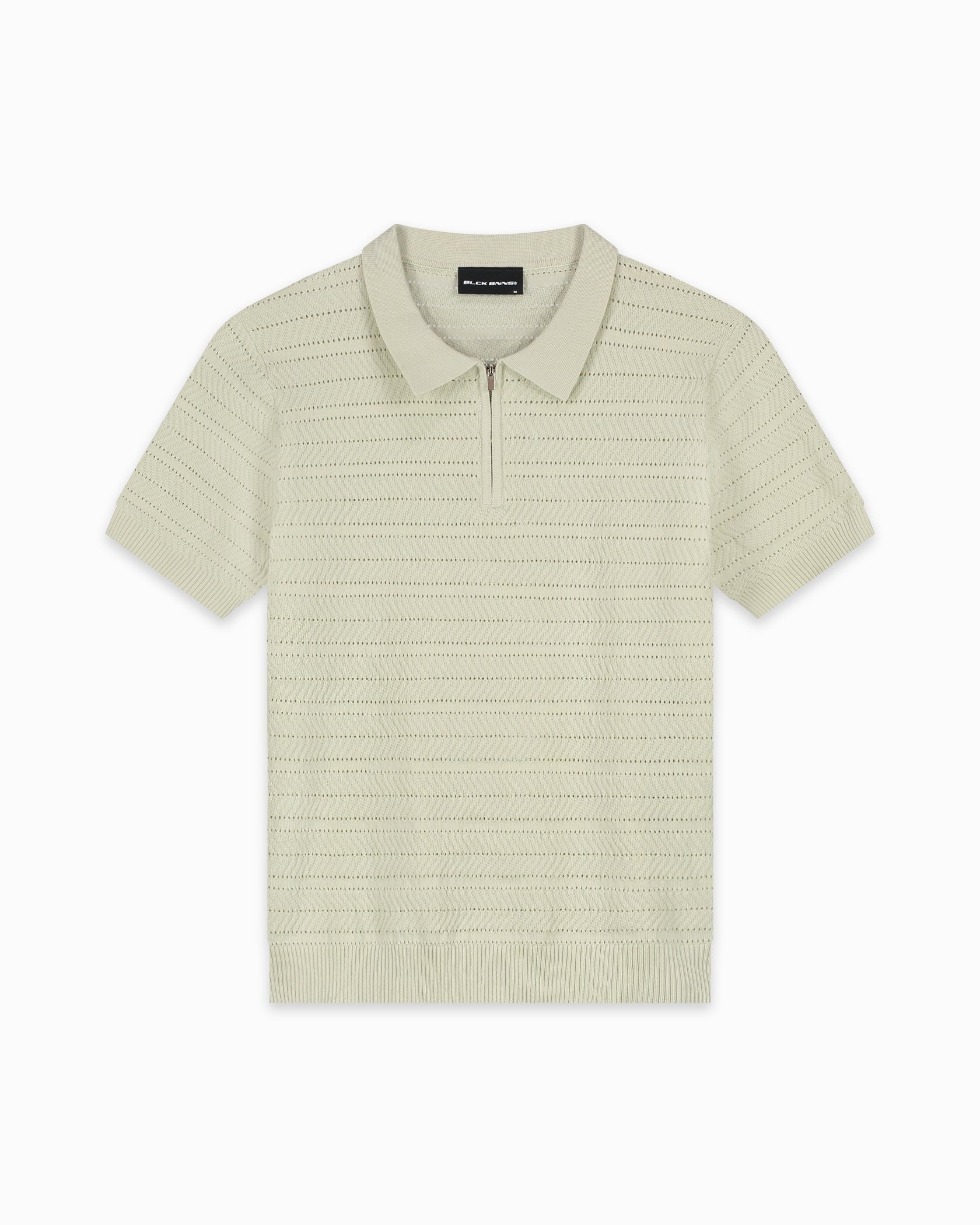 TEXTURED ZIP POLO | Grau