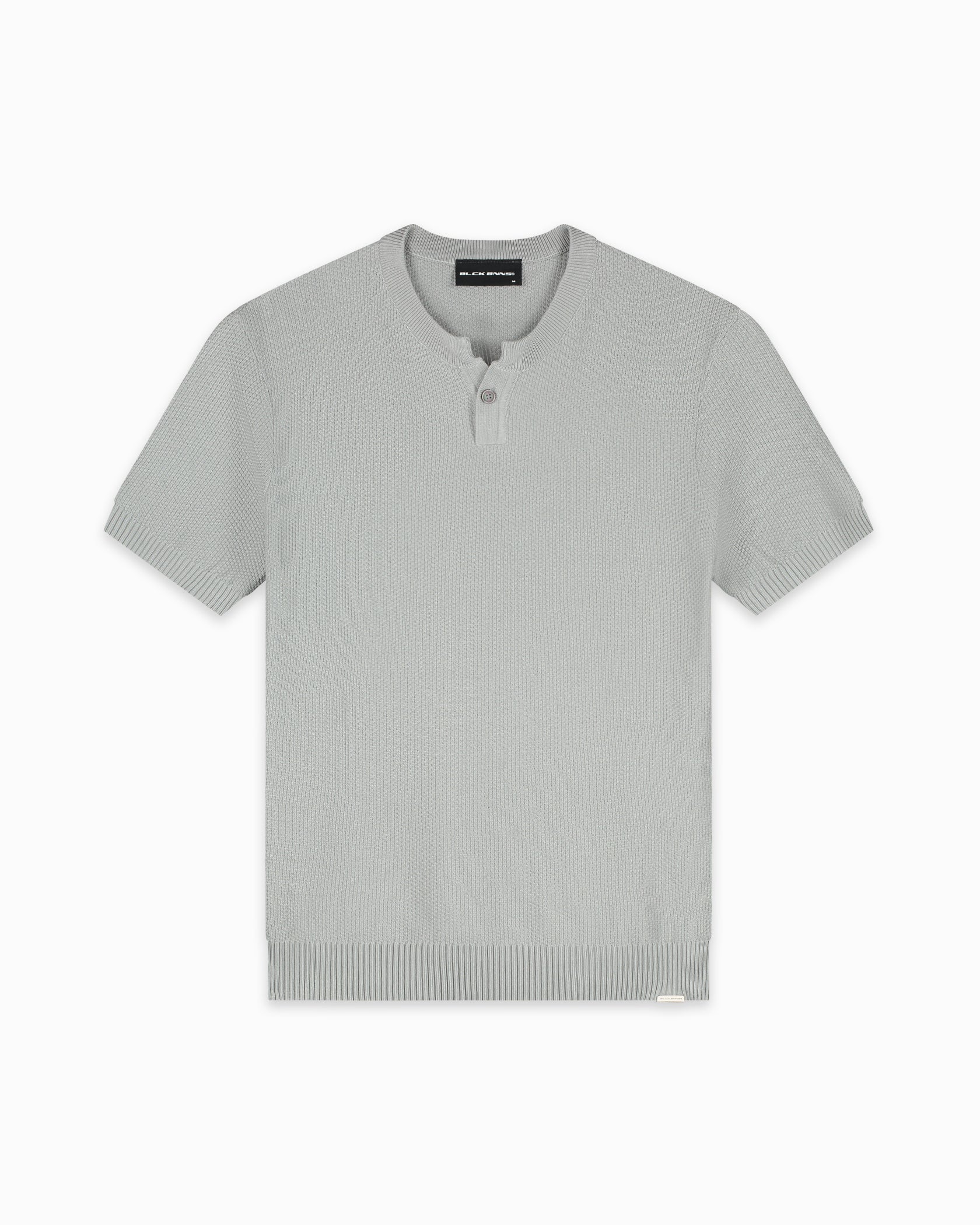 WAFLE KNIT HENLEY | Grau