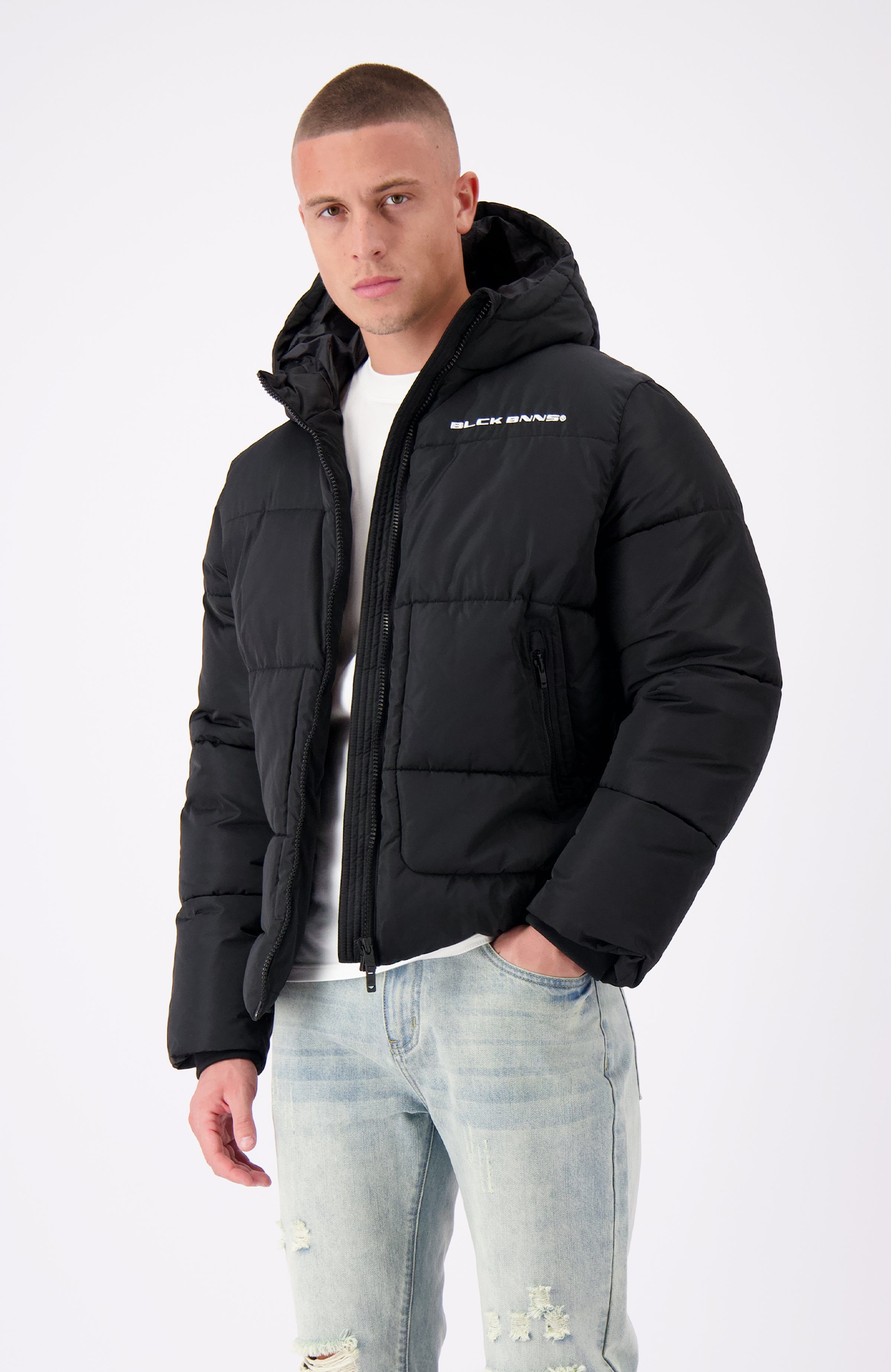 BLOCK PUFFER JACKET | Schwarz