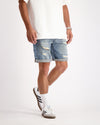 DISTRESSED DENIM SHORTS | Blau