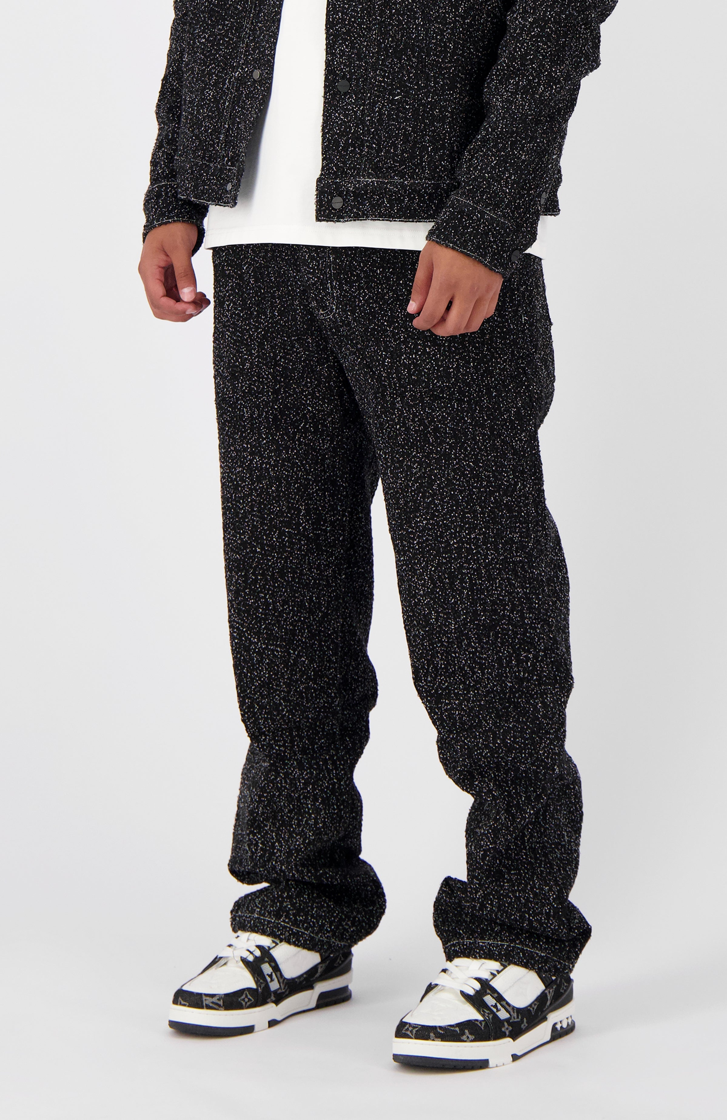 BOUCLE DENIM PANTS | Schwarz