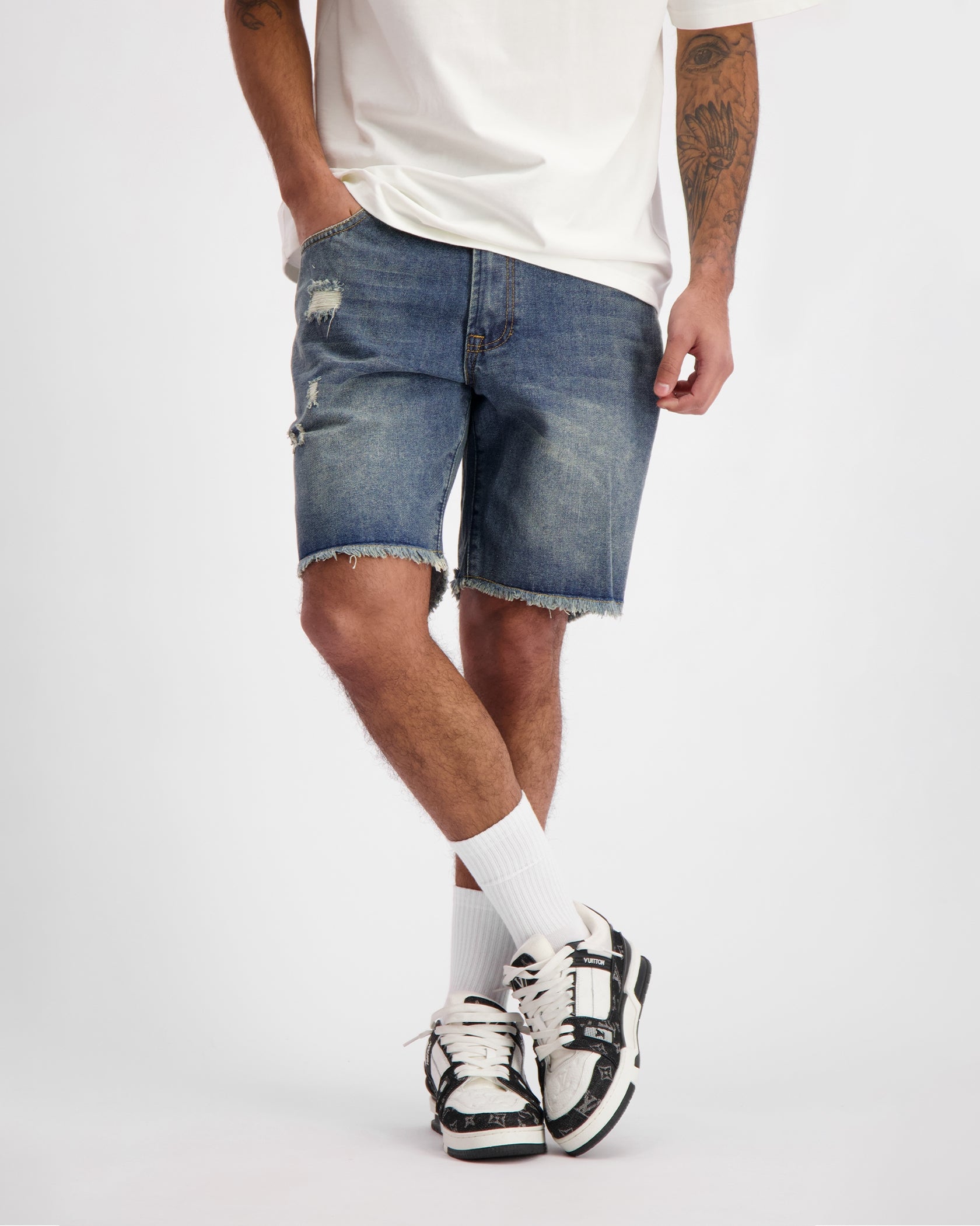 CUT OFF  DENIM SHORTS | Dunkelblau