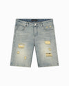 DISTRESSED DENIM SHORTS | Hellblau