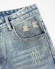 DISTRESSED DENIM SHORTS | Hellblau