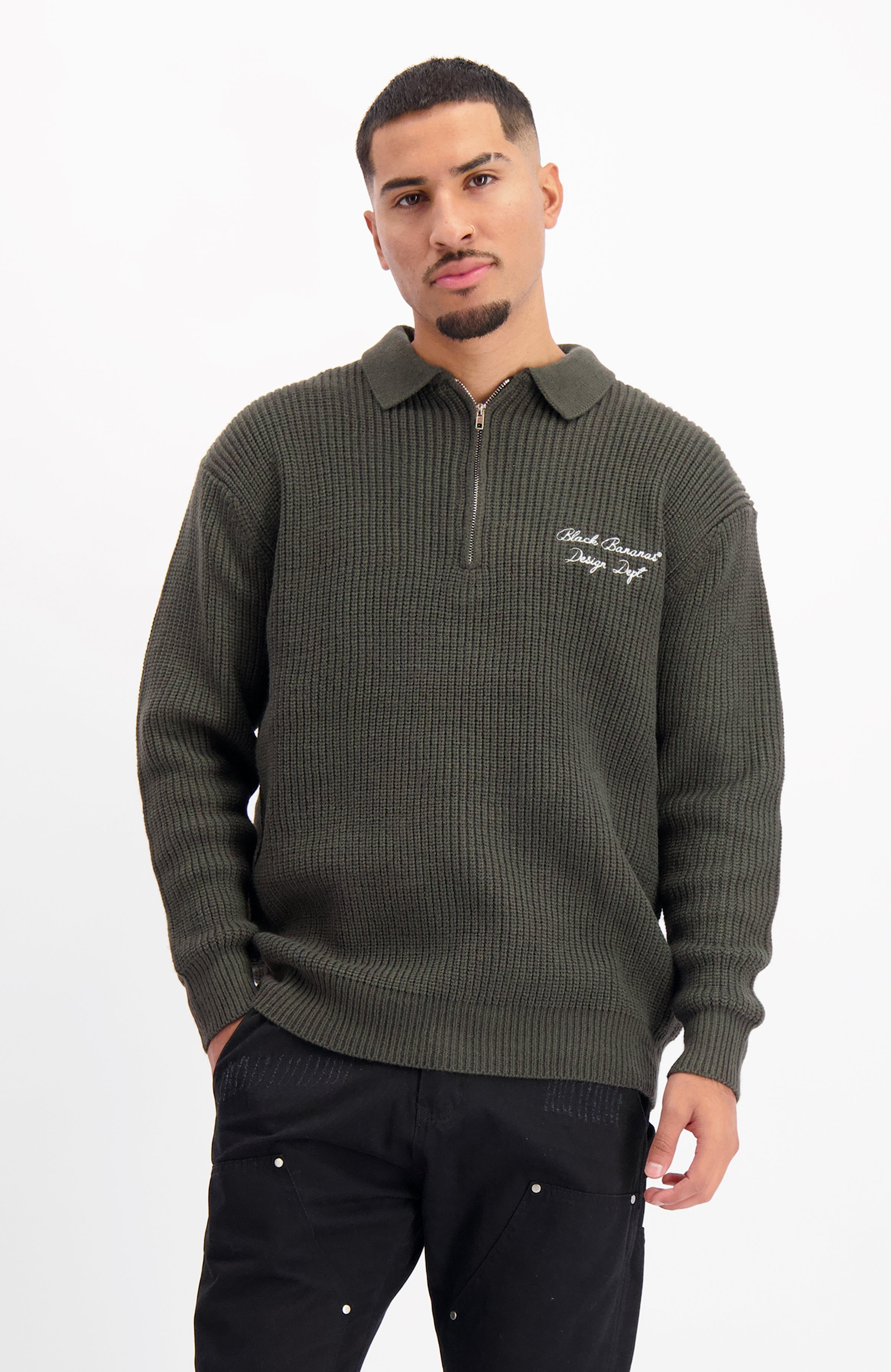 HEAVY KNIT HALF ZIP | Schwarz