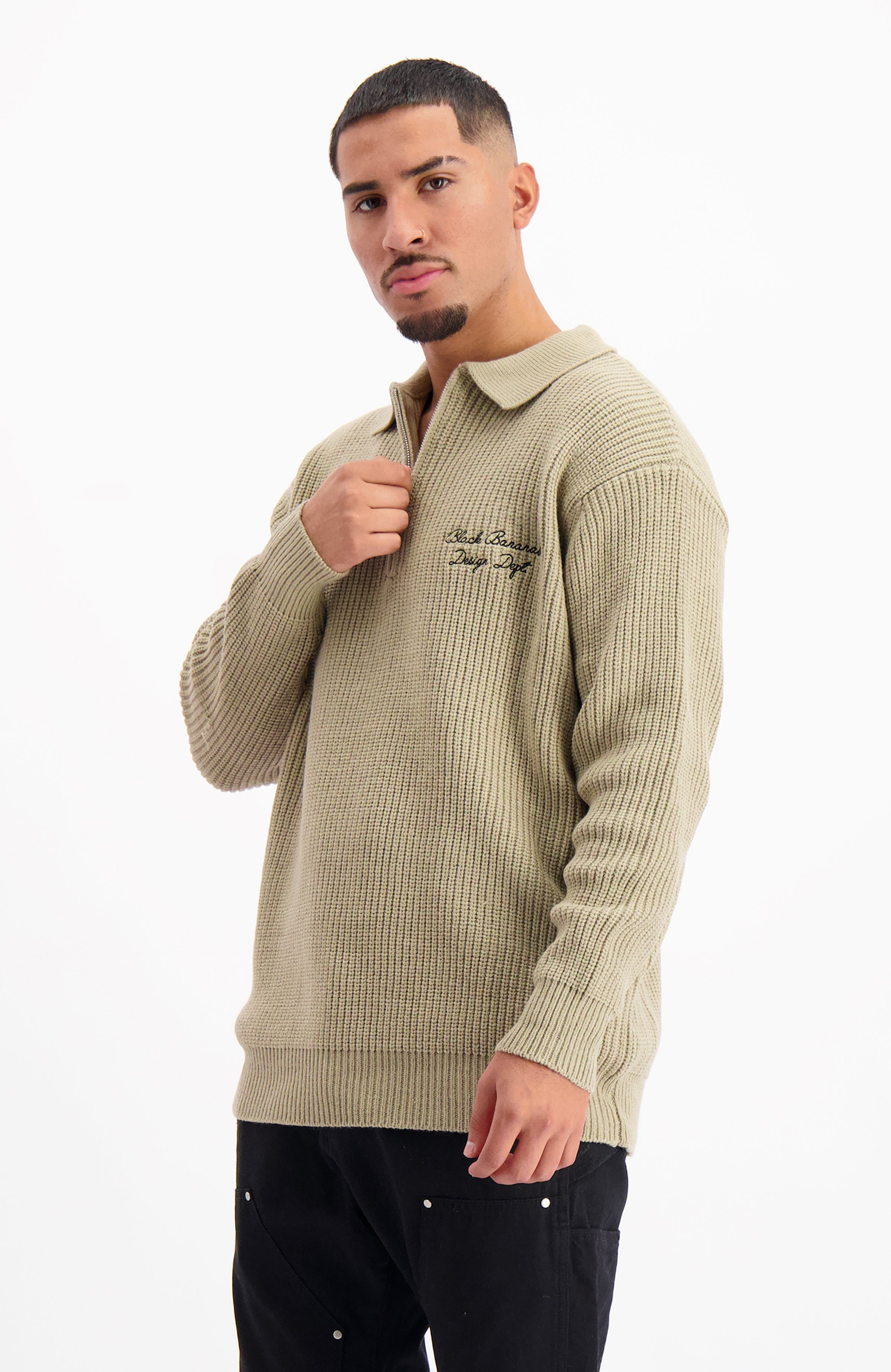 HEAVY KNIT HALF ZIP | Sand