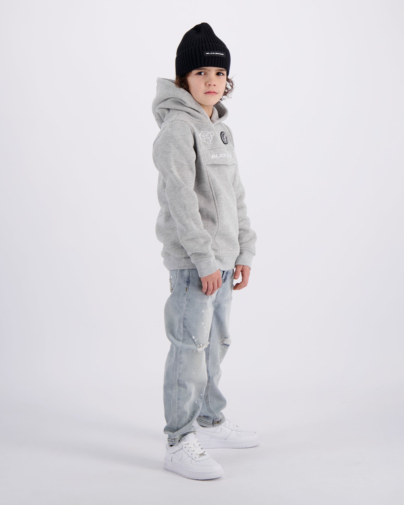 KINDER-ANORAK MIT KAPUZE | Melange Grey