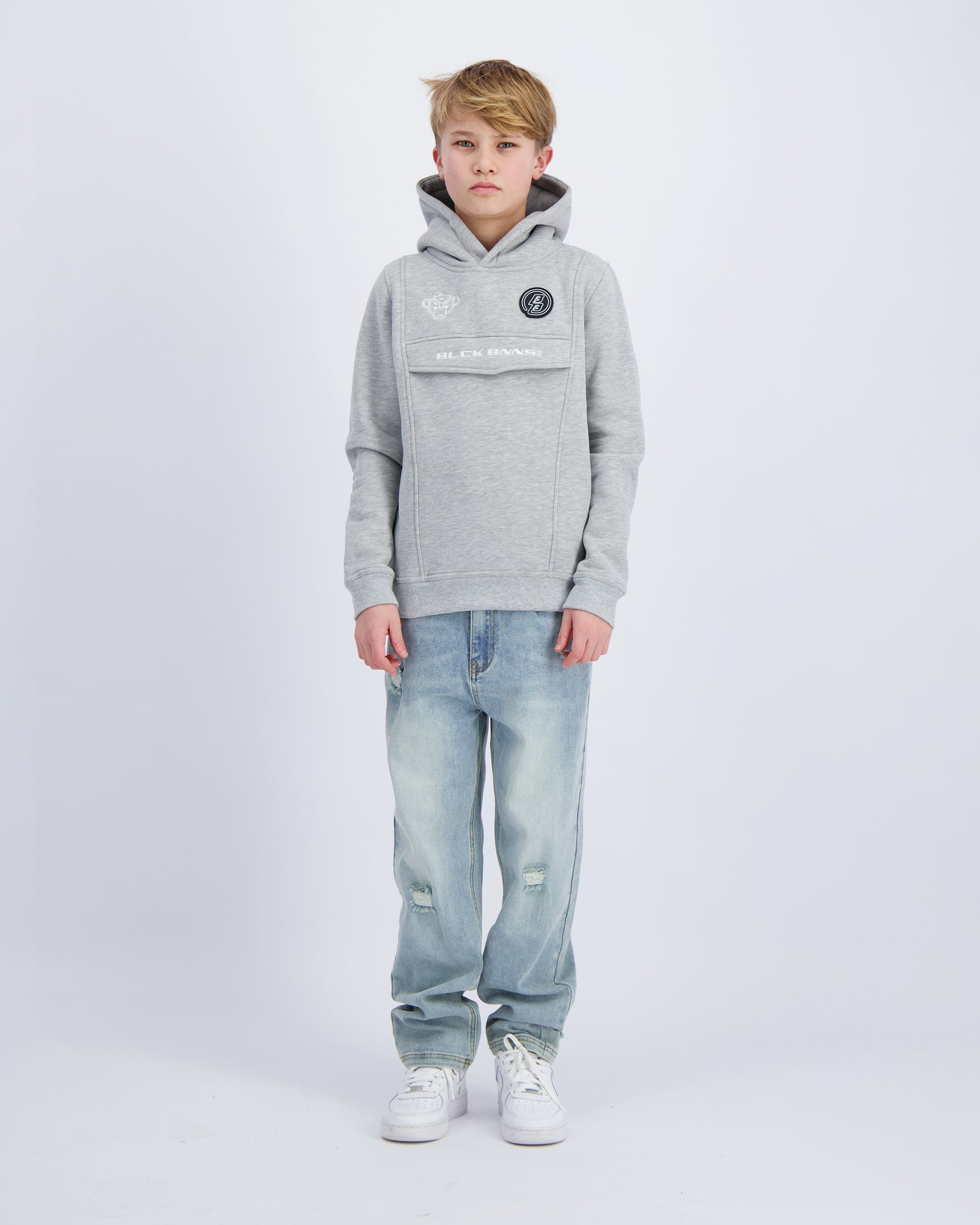 KINDER-ANORAK MIT KAPUZE | Melange Grey