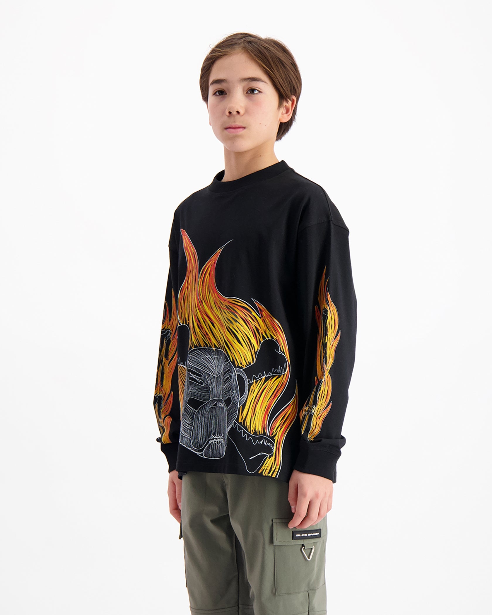 KIDS BLAZE LONGSLEEVE T-SHIRT | Schwarz