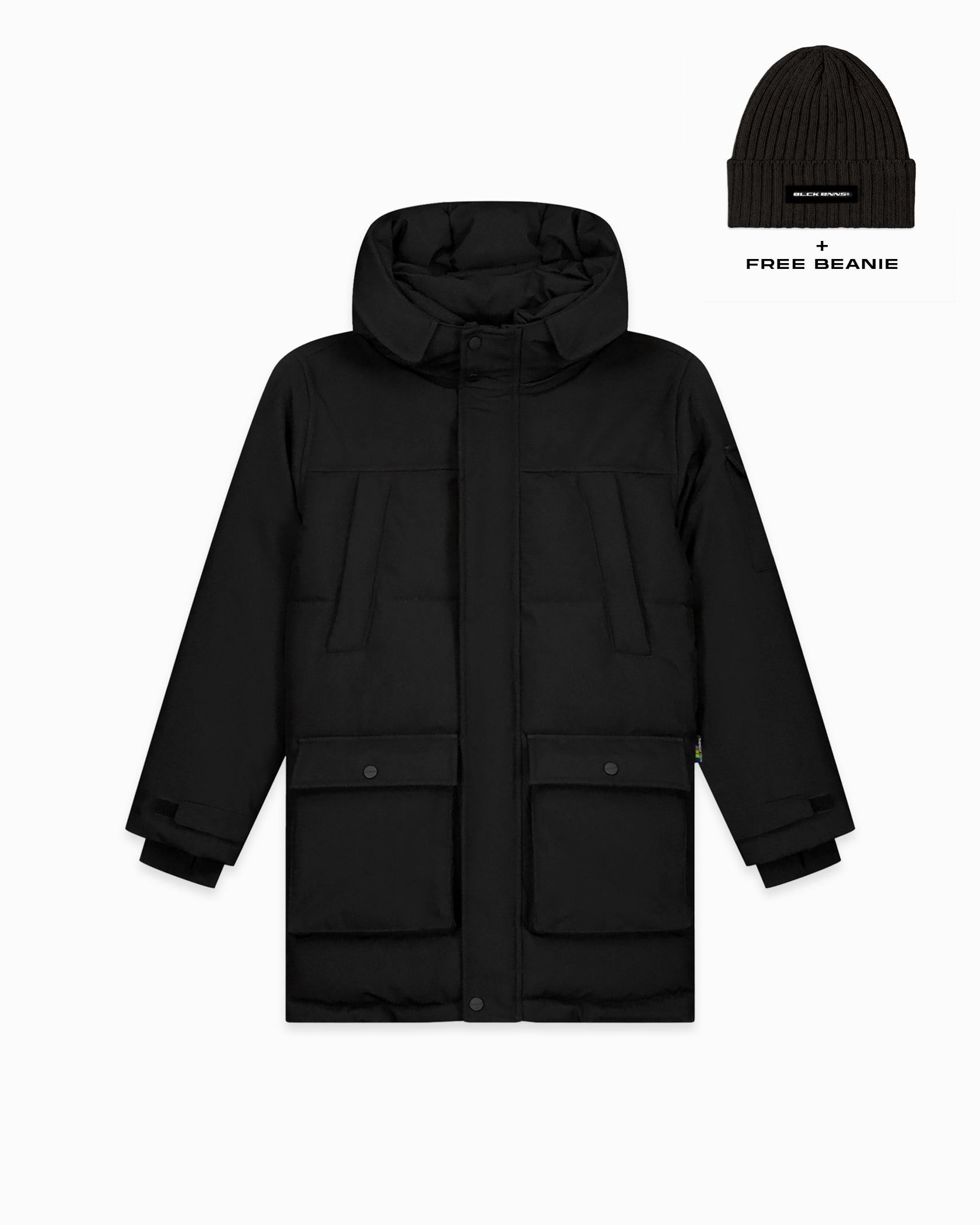 KINDER PLATE PARKA JACKE SCHWARZ