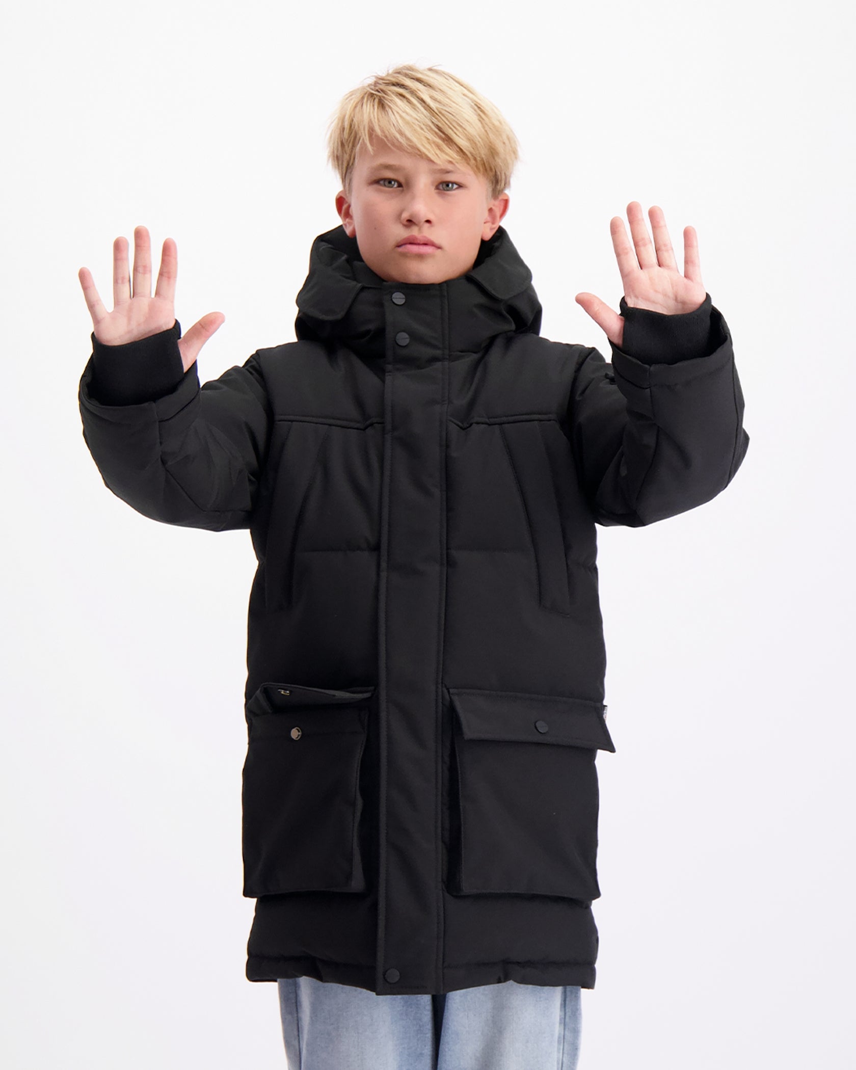 KINDER PLATE PARKA JACKE SCHWARZ