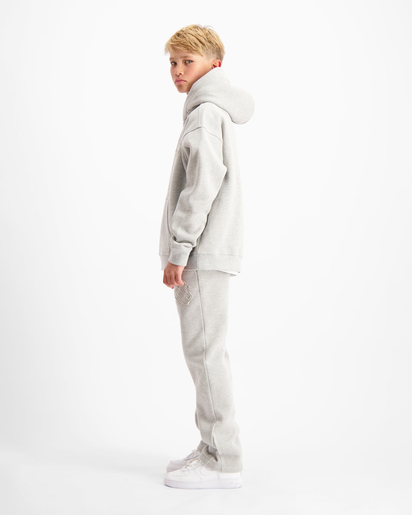 KIDS RIPPED MONOGRAM SWEATSUIT | Melange Grau
