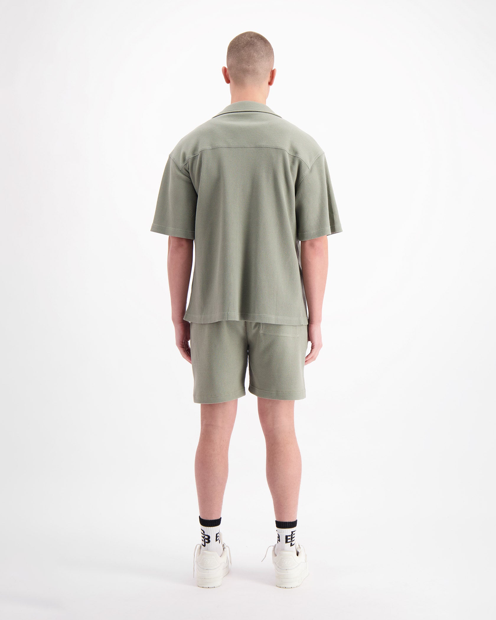 MONOGRAM WAFFLE SHIRT SET | Grün