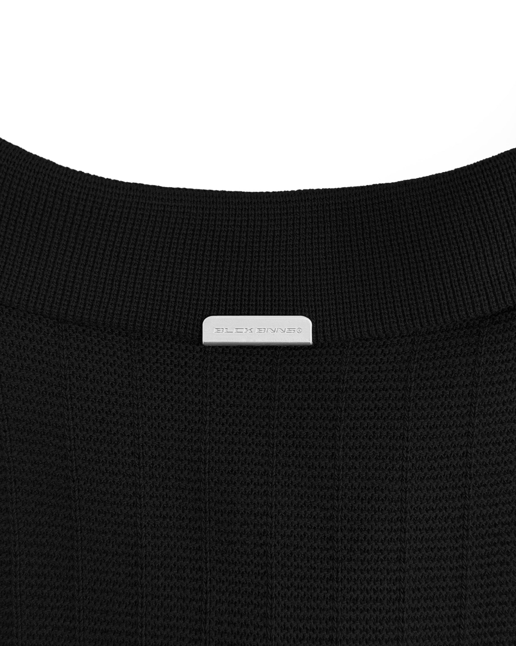 RIBBED KNIT POLO | Schwarz