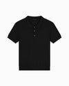 RIBBED KNIT POLO | Schwarz