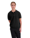 RIBBED KNIT POLO | Schwarz