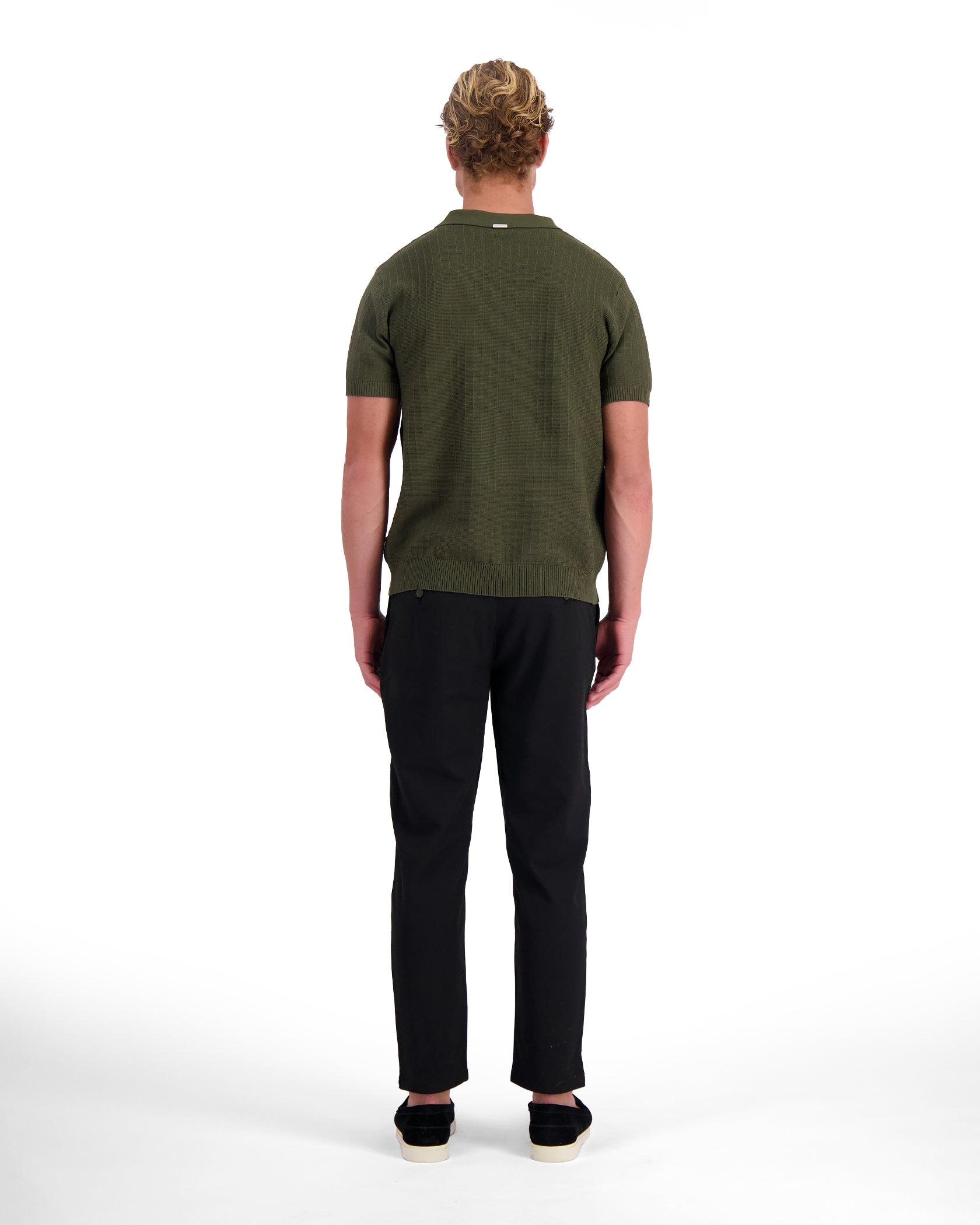 RIBBED KNIT POLO | Grün