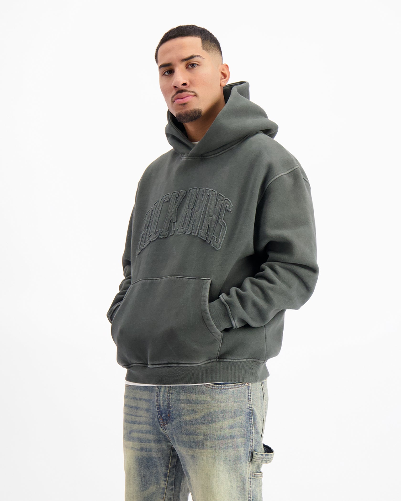 RIPPED ARCH HOODIE | Washed Black