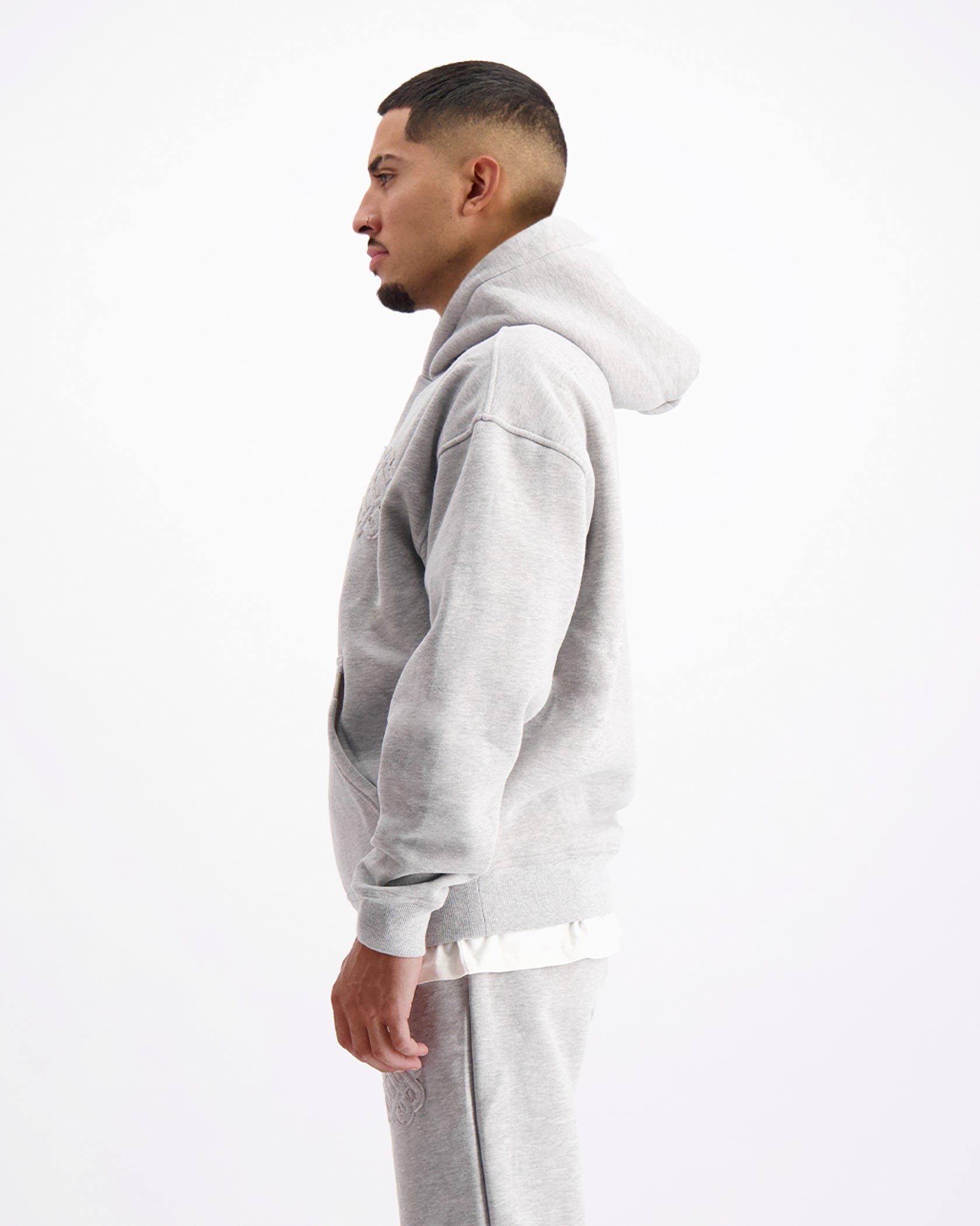 RIPPED MONOGRAM HOODIE | Grau