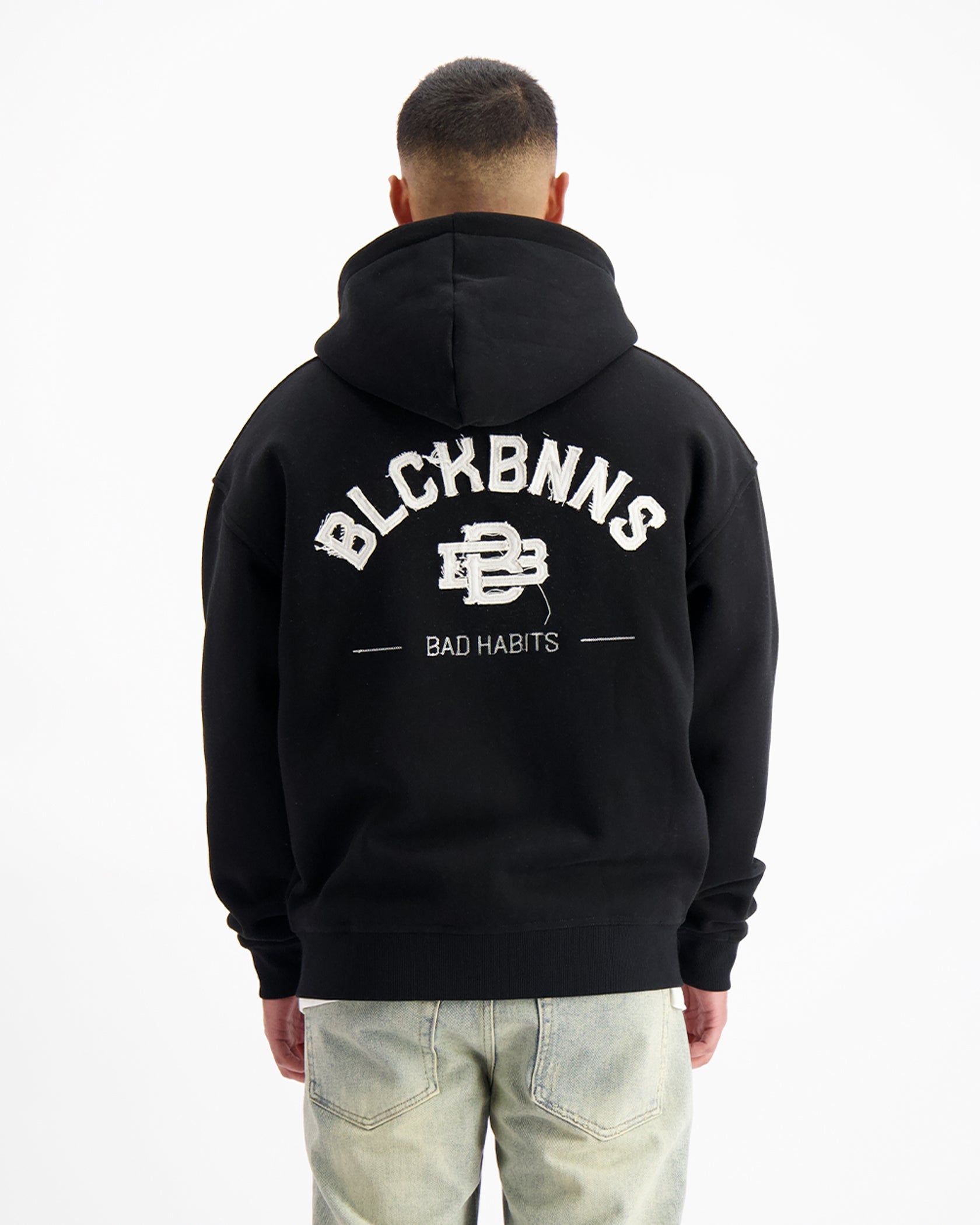 RIPPED ZIP HOODIE | Schwarz
