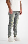 SLIM REPAIRED DENIM | Blau