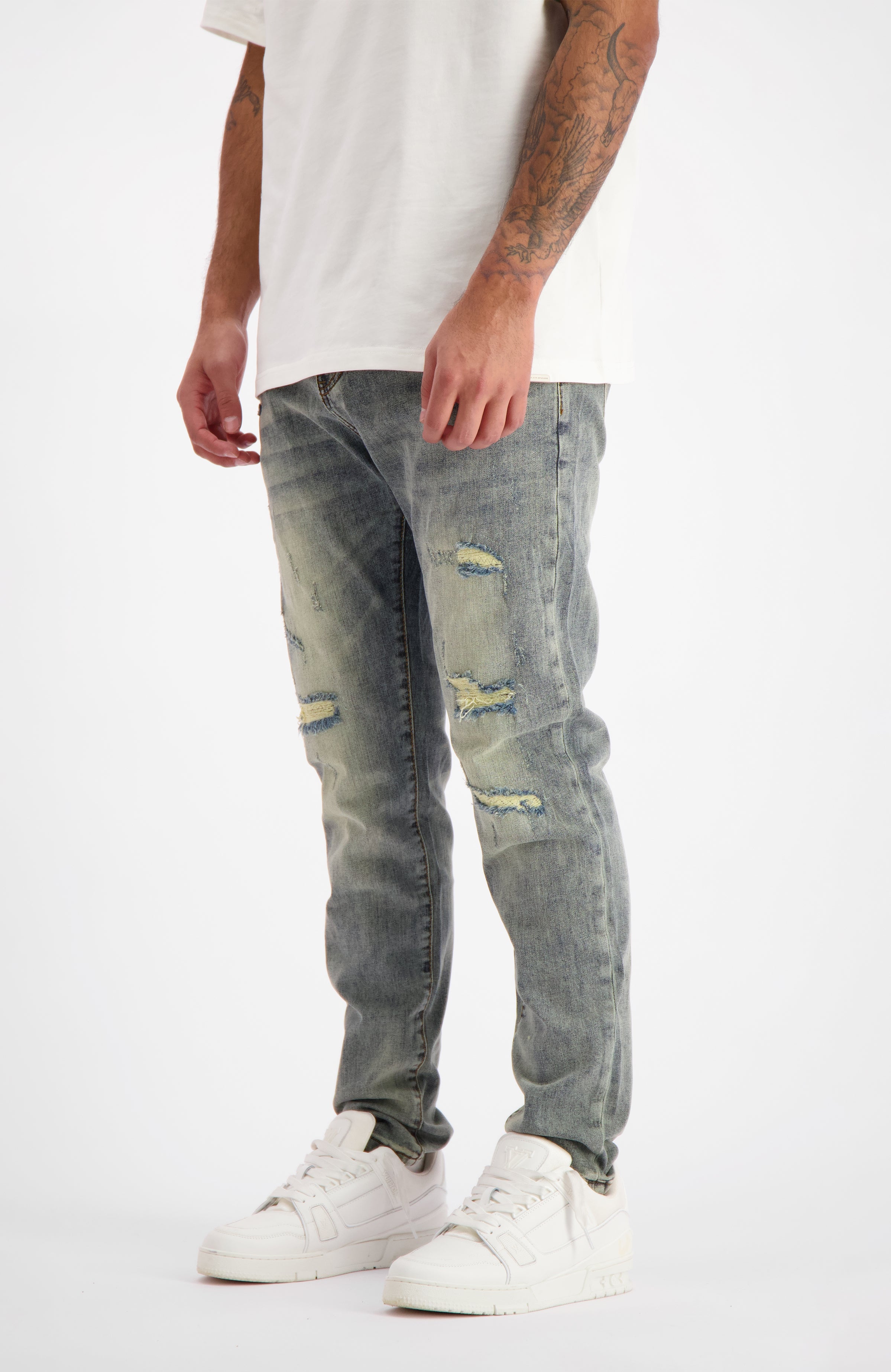 SLIM REPAIRED DENIM | Blau