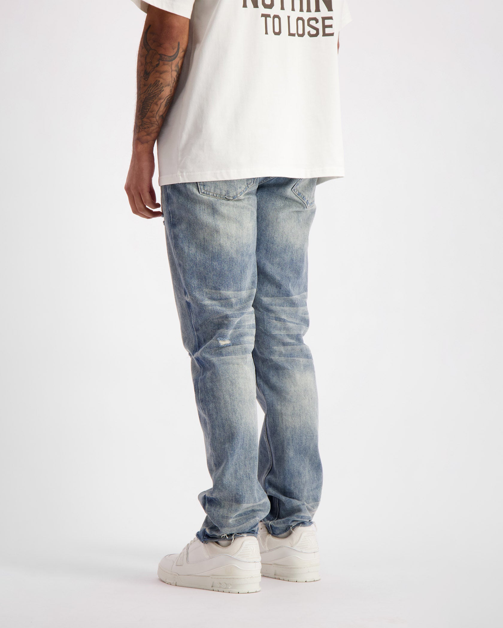 STRAIGHT STITCHED DENIM | Blau