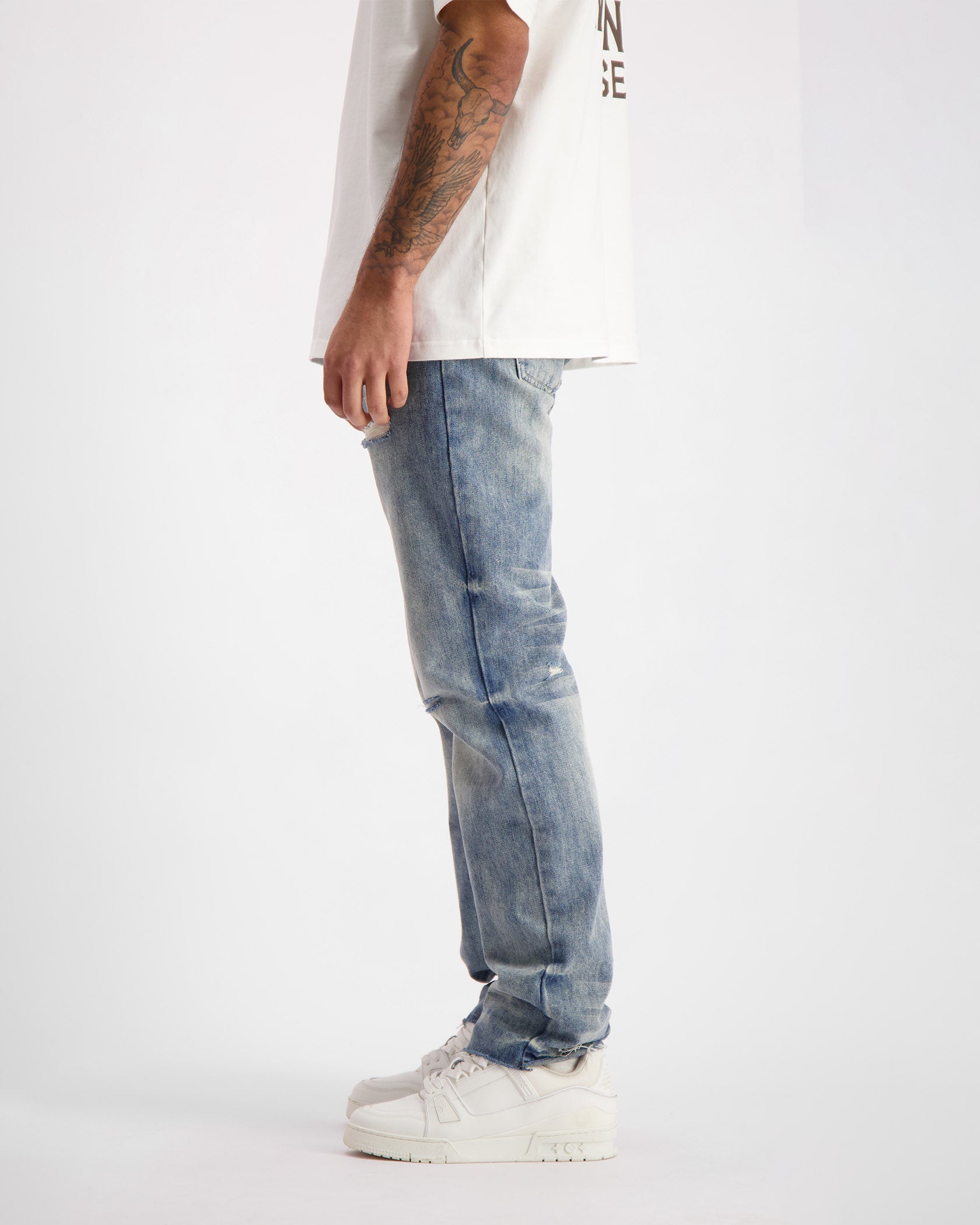 STRAIGHT STITCHED DENIM | Blau