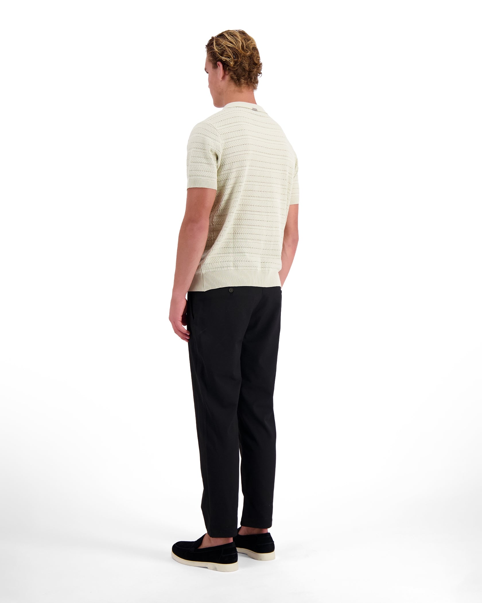 TEXTURED ZIP POLO | Grau