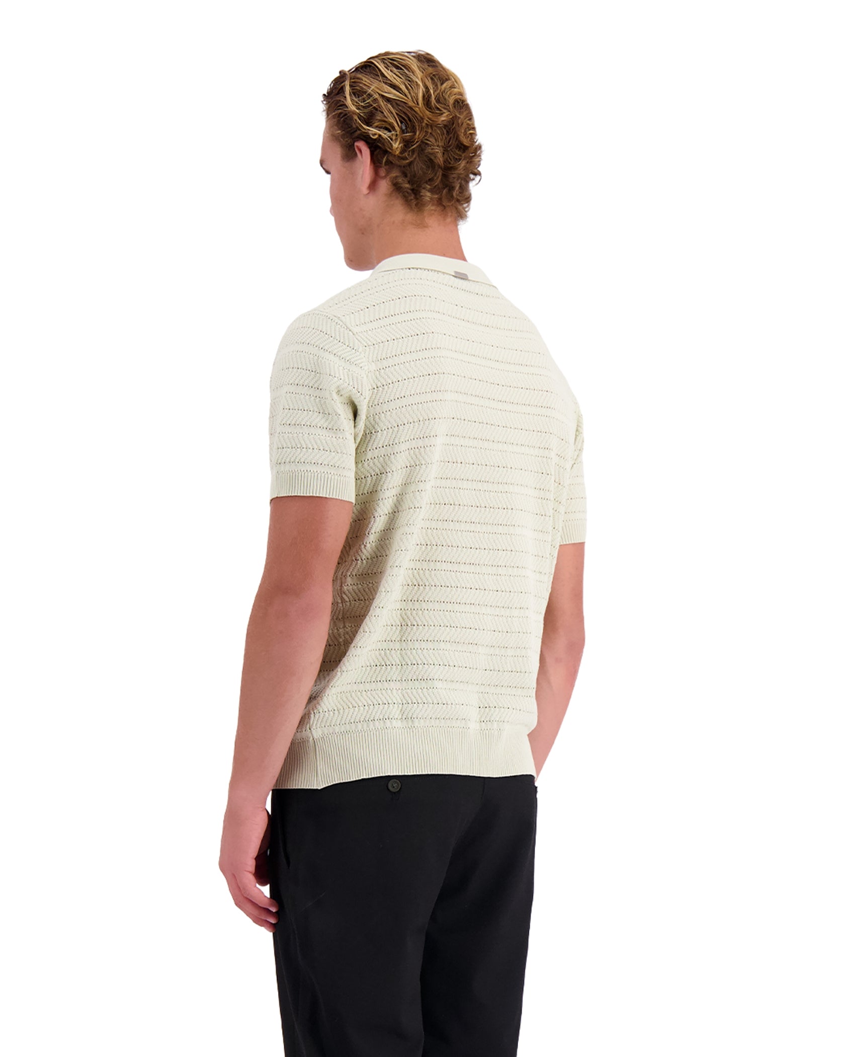 TEXTURED ZIP POLO | Grau