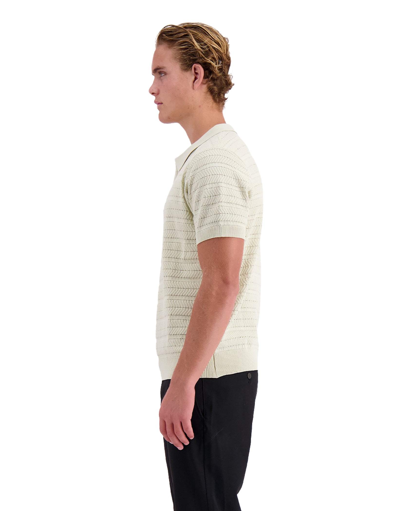 TEXTURED ZIP POLO | Grau