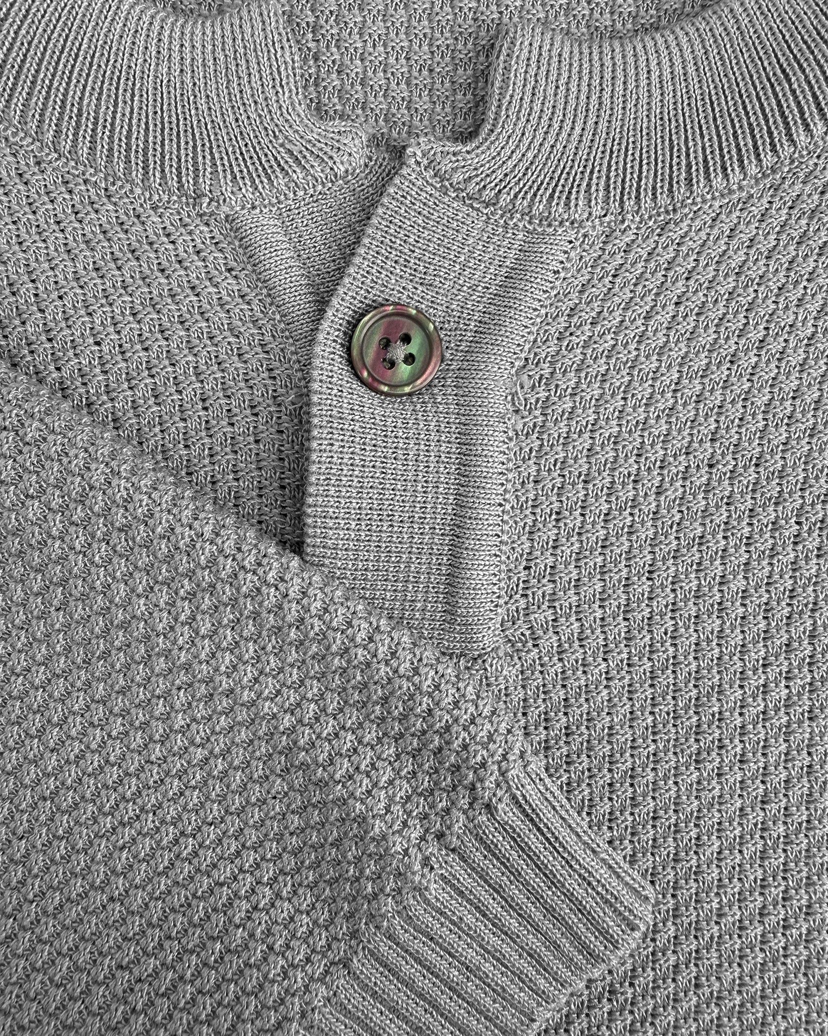 WAFLE KNIT HENLEY | Grau