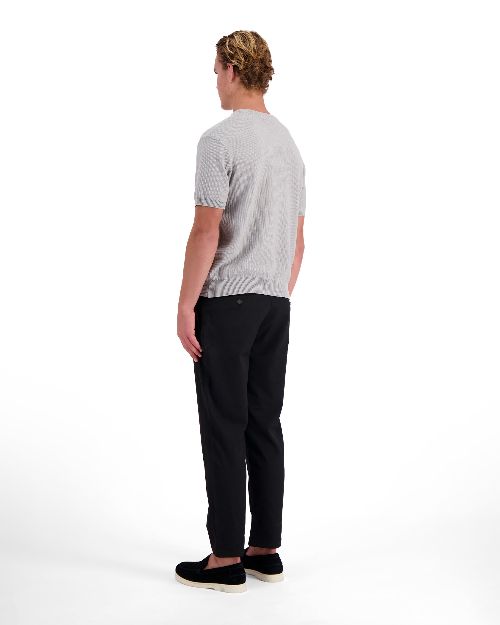 WAFLE KNIT HENLEY | Grau