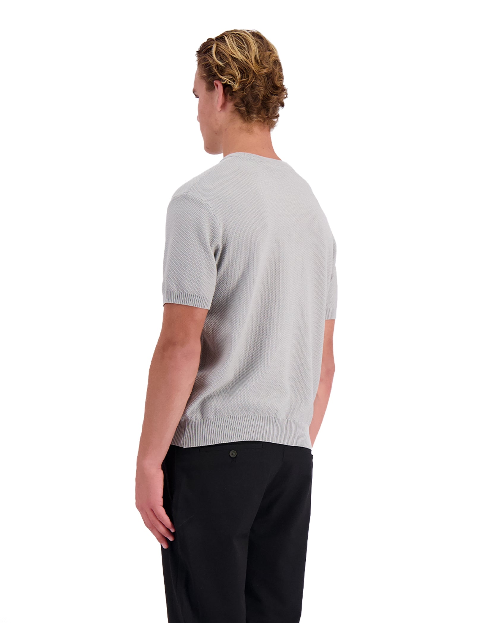 WAFLE KNIT HENLEY | Grau